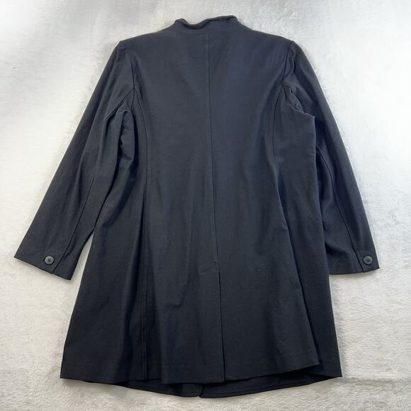 EILEEN FISHER L Large Washable Stretch Crepe Jacket Single Button Long Black - Picture 12 of 14